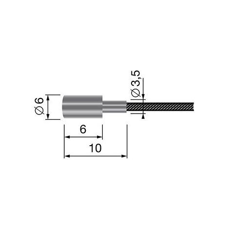 Flexibles Kabel 19 Drähte mit Zylindrischem Anschluss Gesamtlänge: 2500 mm - ø: Außenseite 2 mm