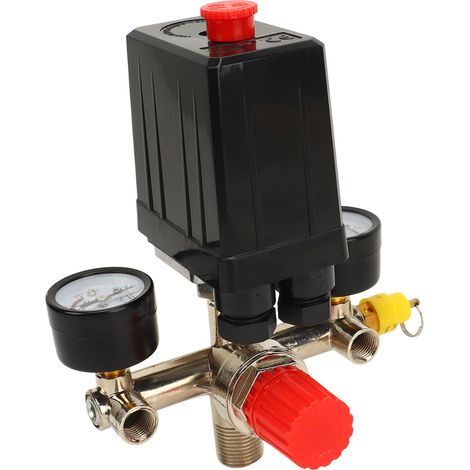 Pressostat pour compresseur d'air, régulateur double, vanne de contrôle de pression automatique avec manomètre, 0-12 bar (0-180 psi) (1/5)