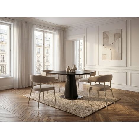 BOBOCHIC - Ensemble NOA avec table à manger carrée 120 cm + 4 chaises ROSA Beige (1/5)