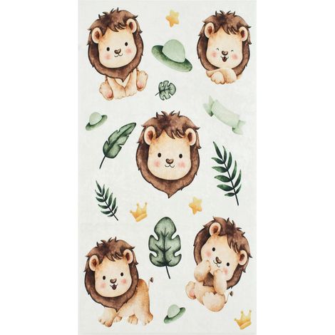 Tapis enfant tissé 80x150 crème rectangle motif animaux CELESTA 1 (1/5)