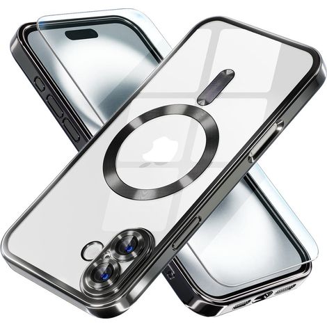 Custodia per iPhone 16, Electro MagSafe, nera + pellicola protettiva per lo schermo (1/5)