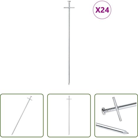 Fixation de tente - Piquets de tente 24 pcs 29,5 cm Ø6 mm acier galvanisé (1/5)