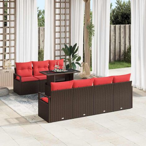 Set Divano da Giardino 8 pcs Marrone Poly Rattan vidaXL (1/5)