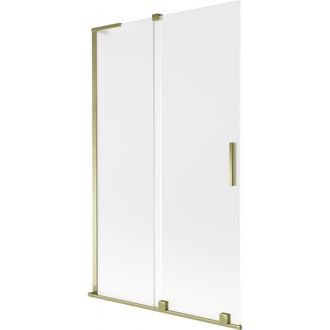 Paroi de baignoire coulissante Mexen Velar L, 2 vantaux, 110 x 150 cm, givrée, dorée - 896-110-003-31-50 (1/2)