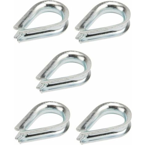 5x Cosse-cœur 6mm acier zingué pour câble acier métallique serre support fixation boucle (1/2)