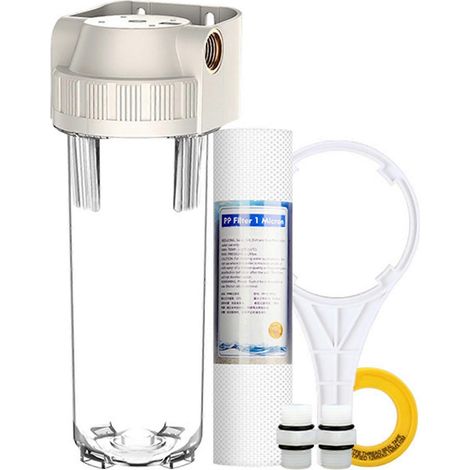 Wasserfilterkartusche, Messingmundstück, transparente, rutschfeste Filterflasche für Vorgrobfiltration, 10 Zoll