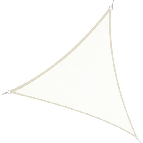 Voile d'ombrage triangulaire 6 x 6 x 6 m, voile de protection UV en polyester, blanc crème