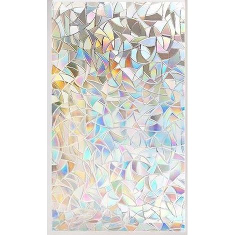 Elektrostatische Fensterfolie mit Regenbogeneffekt, dekorative Sichtschutzfolie, 3D-UV-Schutzfolie, ideal für Schlafzimmer, Büro, Küche und Zuhause, 44,5 x 200 cm (1/5)