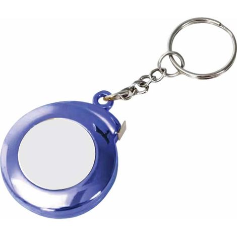 Mini pocket tape measure with keychain, 2m long retractable steel with clear markings, portable for home, office, school and DIY projects, blue (1/5)