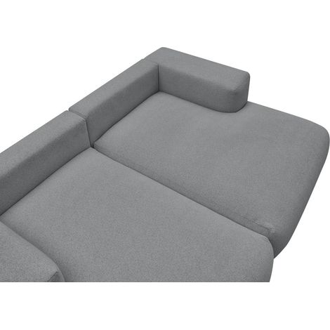 BOBOCHIC - Canapé droit fixe 4 places VOLTAIRE assise profonde tissu chiné Gris foncé (1/5)
