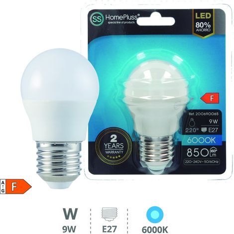 LED E27 SPHERIQUE - 9W BLANC FROID