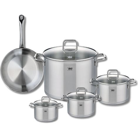 Ensemble de 1 Poêle de cuisson 24 cm et 4 faitouts 12, 14, 16 et 26 cm Elo Profi Citrin (1/5)