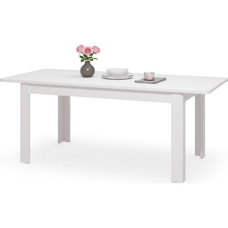 Ausziehtisch Colosimi, 8 Plätze, ausziehbar, 160x90,5x76,5h cm Hochglanz Weiß