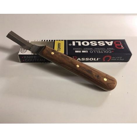 TOMMY Messer mit gebogener zweischneidiger Klinge und geradem Naturholzgriff