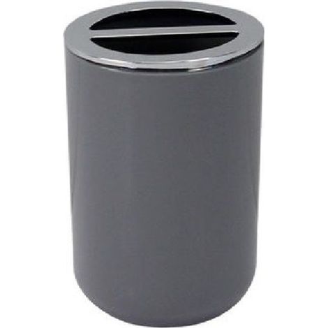 Trade Shop - Portacepillos De Dientes Accesorios De Baño 2 Agujeros Gris Plata Contenedor 79893 - (1/2)
