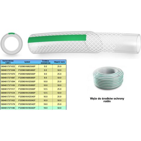 Tuyau phytosanitaire Polix 12,5x25m, ideal pour les produits phytosanitaires, l'air comprimé et les produits chimiques légers, PVC souple, 20 bar à 20°C