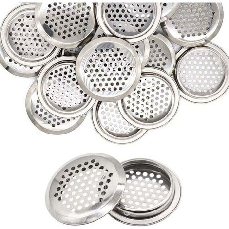 20 Pièces Grille Aeration Ronde 53 mm Grille de Ventilation Inox Trou D'aération Rond Argent Grille D'aération Ronde pour Placard Armoires à Chaussures Bibliothèques (1/4)
