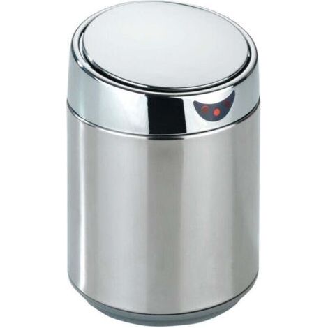 QORVA-Poubelle MAXIMEX 0,8 litre automatique chromée pour cuisine design à capteur en inox avec intérieur amovible et berührungslos idéal pour salle de bain et table capacité 0,8 l élégante et pratiqu