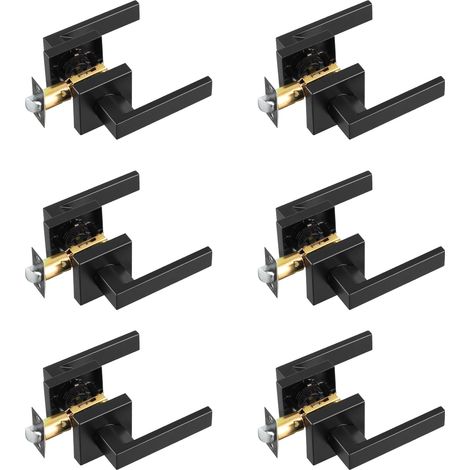 Poignées de Porte Intérieure 6 Paires, Poignée sans Serrure Béquille Réversible Droite-Gauche, Sans Verrouillage, Ouverture Facile par Rotation à 45°, pour Couloir Salon Cuisine Noir Mat (1/5)