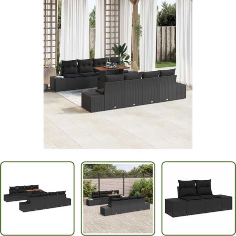 Gartenesszimmer - Garten Essgruppe mit Kissen 9 pcs Schwarz und Braun (1/5)