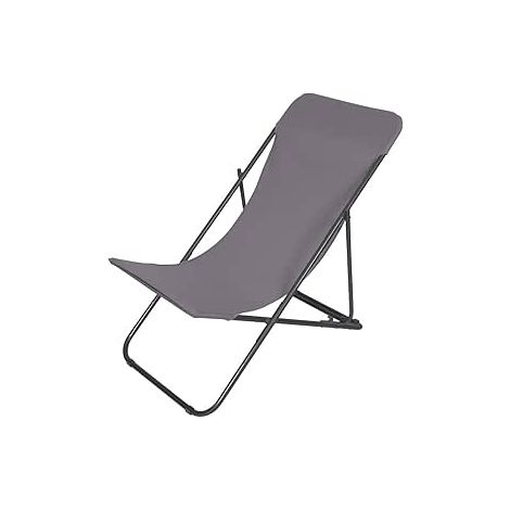 Hesperide – Chaise longue pliable gris – Structure en métal thermolaqué – Assise en tissu polyester – 3 positions réglables – Longueur 75cm (1/7)