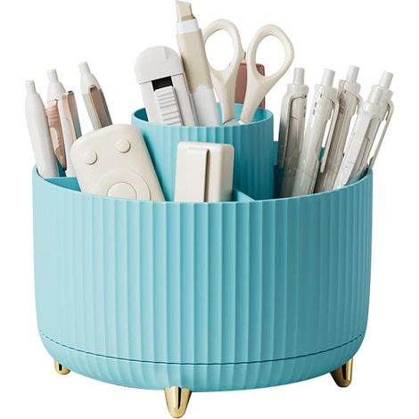 Boîte de rangement rotative à 360° pour pinceaux de maquillage, avec 5 compartiments. Porte-pinceaux rotatif à poser sur le comptoir pour le maquillage, le vernis à ongles, les fournitures artistiques (1/5)