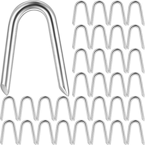 300 Pieces U Nails, Steel U Type Nails, Galvanized Fence Nails, Wall Nails, U Nails for Fixing Networks, Wire Mesh, Woven Fences (1/5)
