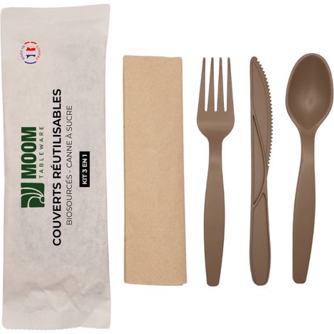 Kit Couverts 4 en 1 Eco-conçu et Réutilisable - Carton de 150 Unités - MOOM Tableware