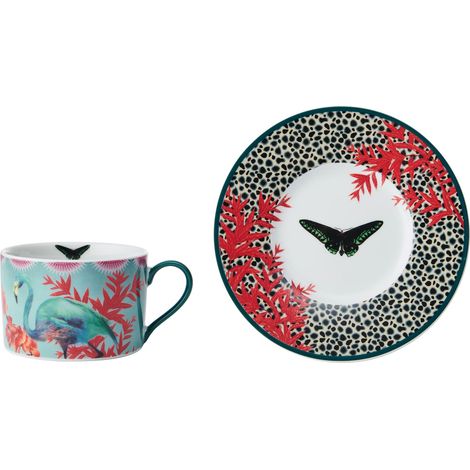 Mikasa x sarah arnett porcelain cup and saucer set, 250ml