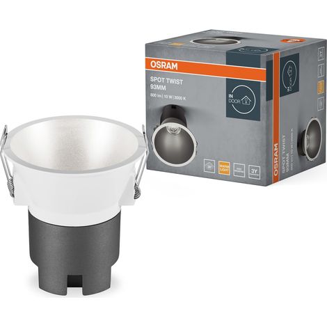 Spot encastrable, argent, 10 W, 800 lm, 830 W, diamètre 93 mm, couleur de lumière blanc chaud, jusqu'à 90% d'économies d'énergie par rapport aux downlights halogènes, installation (1/3)