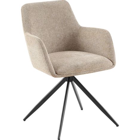 1x Silla de comedor giratoria tapizada con reposabrazos en tela gris topo estructura de metal 100007173 (1/5)