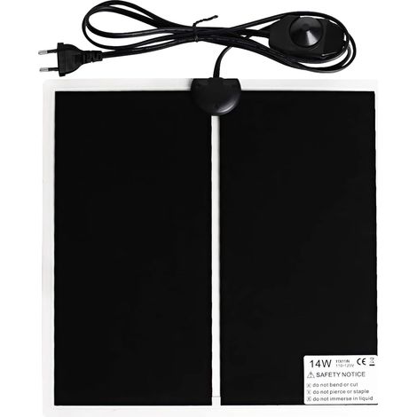 Tapis Chauffant pour Terrarium, 15 X 14CM Tapis Chauffant, Tapis Chauffant Terrarium, Tapis Chauffant pour Reptile, température réglable Fiche européenne (5W, 220V-240V)