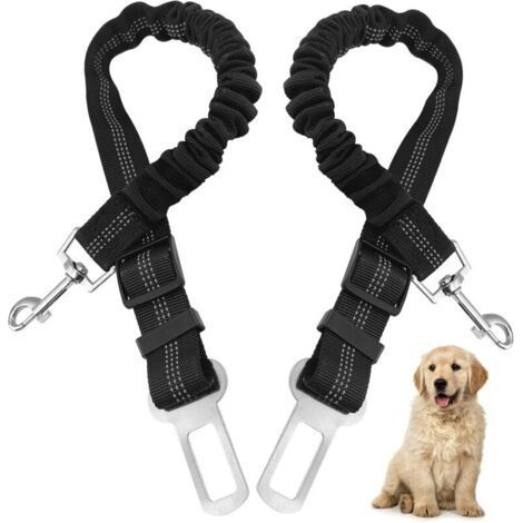 PA Deux harnais pour chiens, longueur réglable, ceintures de sécurité auto absorbant les chocs, avec mousquetons, convenant à tous les chiens et chats. (1/4)