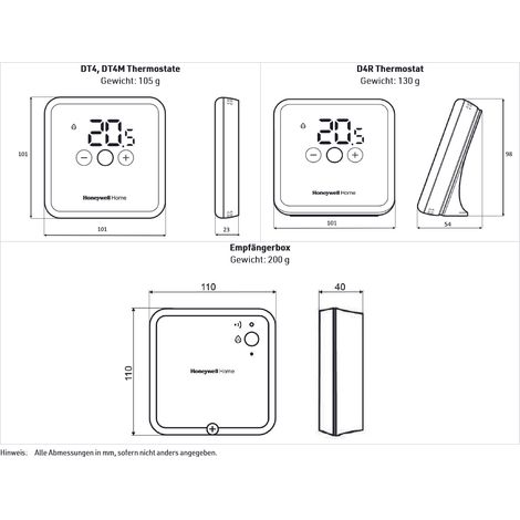 Raumthermostat DT4 verdrahtet, An/Aus, schwarz