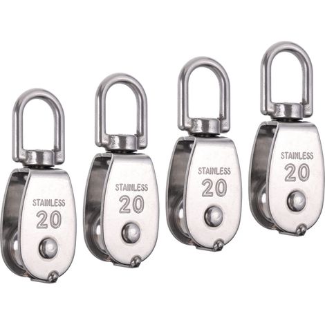 5 pièces M20 grue de levage crochet pivotant bloc de poulie simple fil suspendu roue de remorquage 304 en acier inoxydable