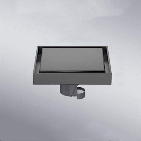 Floor drain 10 x 10 cm, anti-odor, for bathtub and shower, square, Electric gray, in 304 stainless steel, 10 x 10 cm (gray ABS). (1/5)