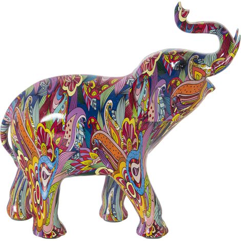 Figurine éléphant en résine multicolore Graffiti 30X12X28 Cm (1/4)