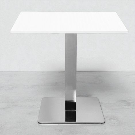 Tavolo bar pub ristorante 80x80 cm base argento e piano laminato Bianco Frassino H 75 (1/5)