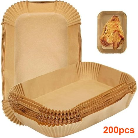 200 feuilles de papier sulfurisé antiadhésif carré pour friteuse à air chaud, résistantes à l'huile et imperméables. (1/5)