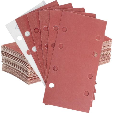 Feuilles Abrasives pour Ponceuse Vibrante 93x185mm 8 Trous Grain 180 50pcs - Papier de Verre pour Ponçage Peinture Bois Métal (1/5)