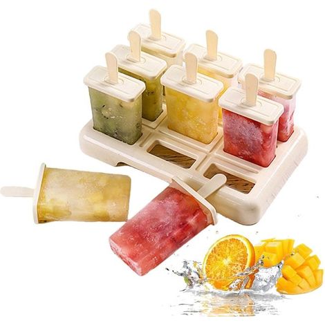 XVX – 9er-Set Silikon-Eisformen – Wassereisformen – Wiederverwendbare Eisformen für Kinder und Erwachsene, Gelb (1/4)