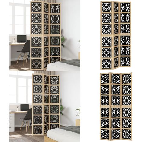 3-tlg. Raumteiler Braun und Schwarz Massivholz Paulownia - Wohnzimmer - Schlafzimmer (1/5)