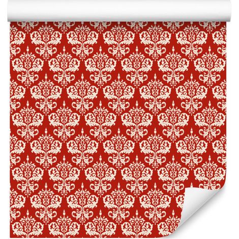 Papier peint damassé de Noël corail et rouge 50x1000 cm (1/5)