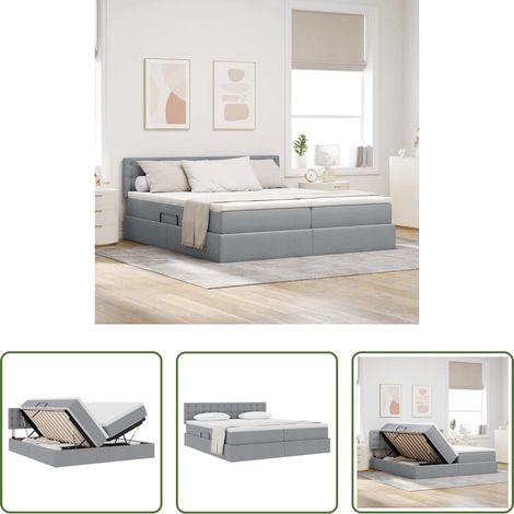 vidaXL Design moderne - Lit de Rangement Gris clair 200 x 200 cm Cuir synthétique (1/5)