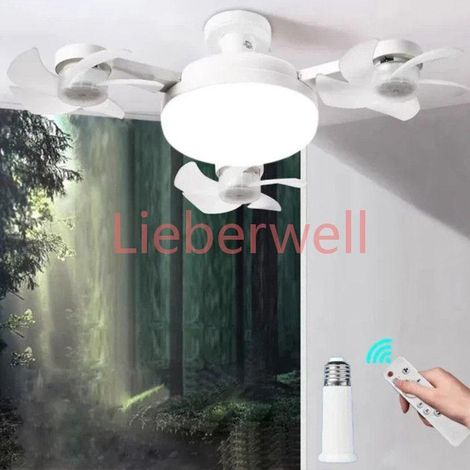 LED Ventilateur Plafond avec Lumiere,3 Fan têtes Lampe Ventilateur Plafonnier,3 Vitesses,Lampe Ventilateurs Plafond Avec Douille E27 (1/5)
