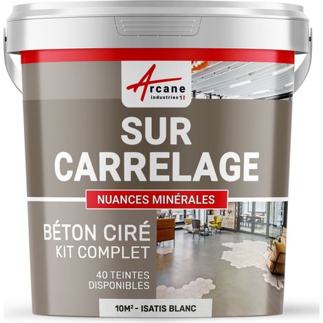 Arcane Industries – Kit béton ciré pour carrelage – 10 m² en 2 couches – Haute résistance et protection – Application facile en intérieur et extérieur