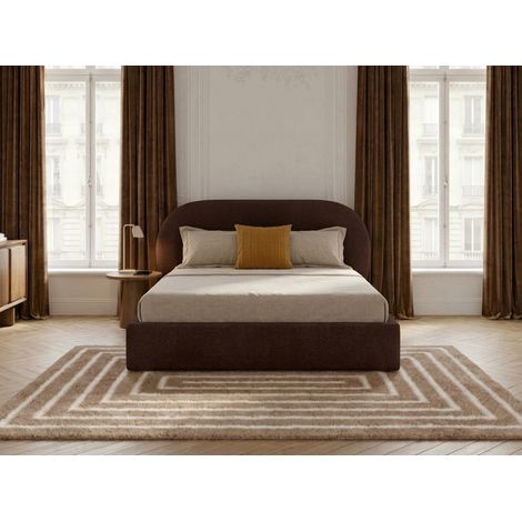 BOBOCHIC - Lit coffre SELIN tissu bouclette 140x190 Orange (1/5)