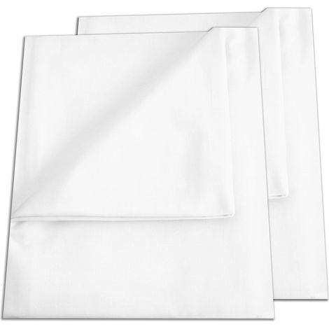 GREEN MARK Set di 2 lenzuola piane – 100% cotone, senza angoli elasticizzati, morbide e facili da lavare – Bianco, 250x150 cm (1/3)