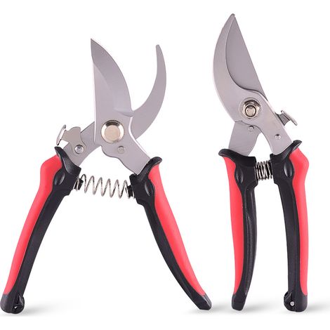 Sécateur Professionnel en Alliage d'acier Carbone Qualité supérieure Lame aiguisée Bypass Shears-jo0001, Noir et Rouge