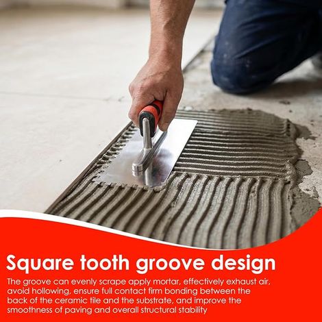 Stainless Steel Tooth Trowel with Soft Handle Tooth Smoothing Trowel for Tile Laying Concrete Leveling and Cement Repair (1/2)
